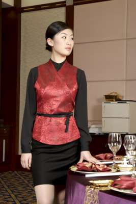 工服定制 高端酒店工服女士春夏季  紅